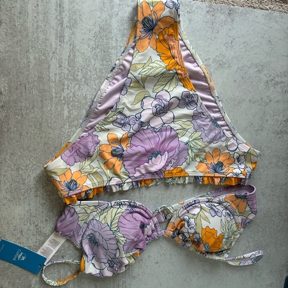 Cupshe Floral Bikini Set Purple Orange Multicolor Flowers Large - Picture 12 of 13